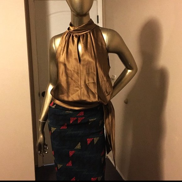 KAY UNGER New York 100% Silk High Neck Blouson Top  -  NEW WITH TAGS! - Picture 2 of 13